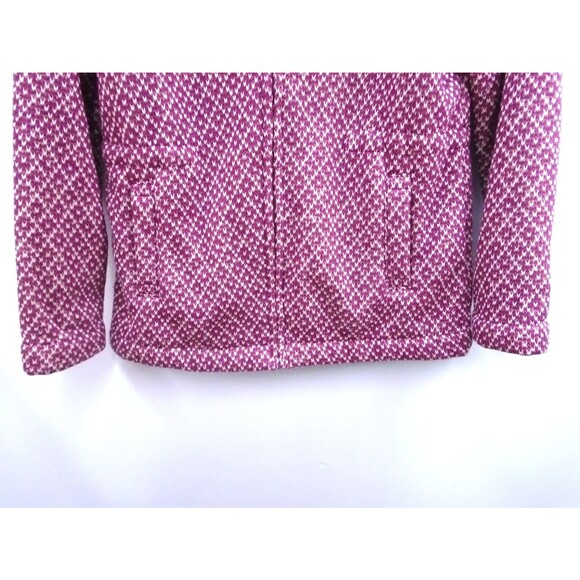 LL Bean Womens Size M Diamond Jacquard Anorak Full Zip Fleece Jacket 296574 - Picture 5 of 11